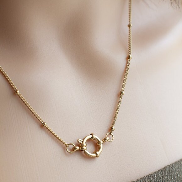 18K Gold Bead Station Stacking Layering Necklace - Picture 3 of 9